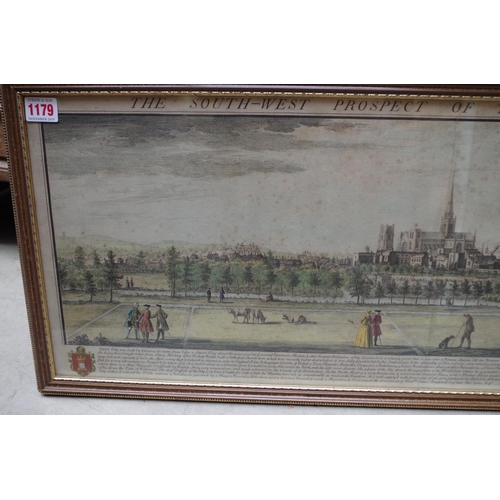 1179 - 'The South-West Prospect of The City of Chichester', colour engraving, 30 x 80.5cm.  ... 