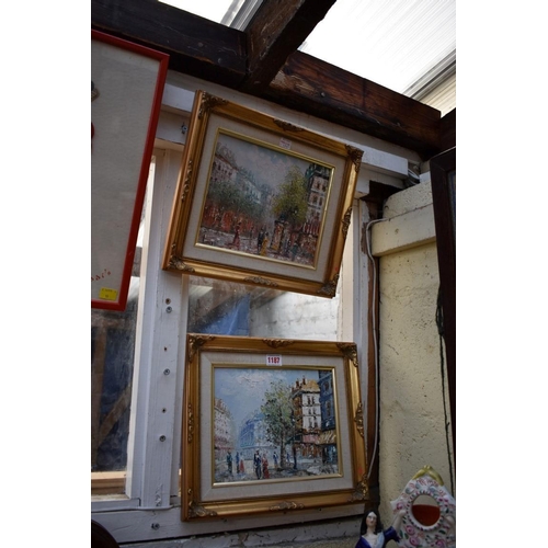 1187 - * Barnett, Paris scenes, a pair, each signed, oil on canvas, 19 x 24.5cm. ... 