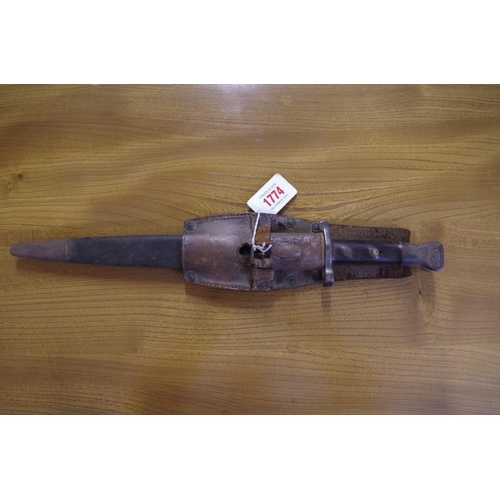 1774 - A British M1888 MkI type 2 Lee Metford bayonet and scabbard.