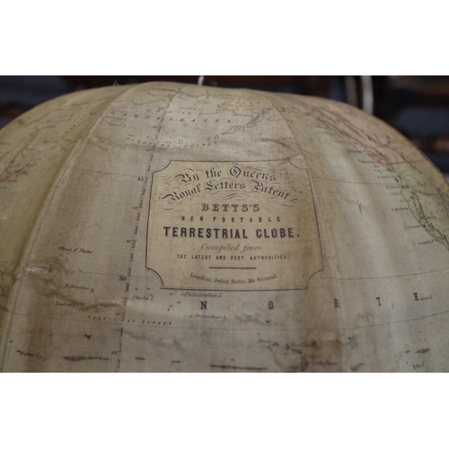 1777 - A rare 19th century Betts's New Portable Terrestrial Globe.