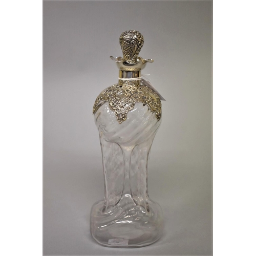 15 - A late Victorian silver mounted clear glass decanter and stopper, by Henry Matthews, Birmingham 1901... 