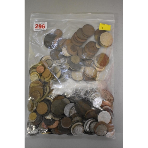 296 - Coins: a quantity of World coinage, to include some silver examples.