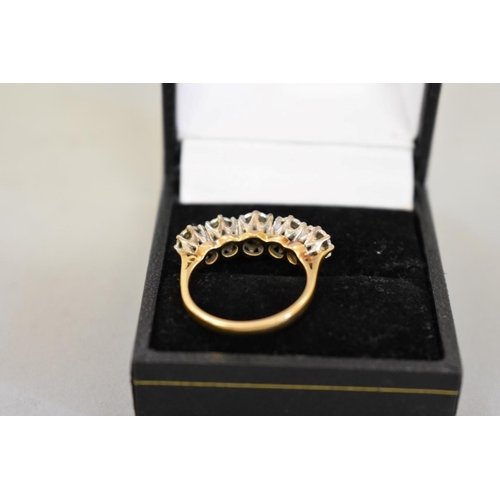 69 - A diamond five stone gold ring, hallmarked 18ct, 0.45ct approximately, 5.2g total weight.... 