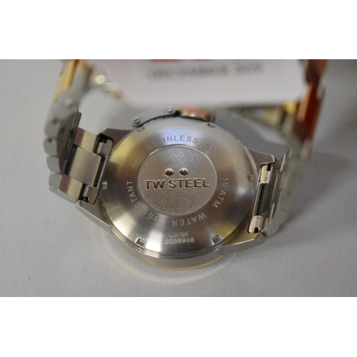 510 - A modern TW Steel CB121 stainless steel and gold plated quartz wristwatch, 45mm.