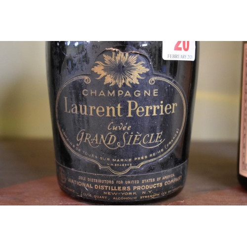 20 - A bottle of Laurent Perrier cuvee grand siecle 1953 vintage champagne.