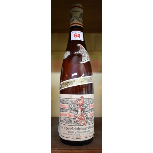 64 - A bottle of Friedelsheimer Gerumpl Beerenauslese, 1976, Riechsrat von Buhl. ... 