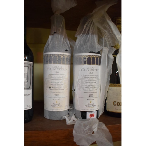 69 - Two 75cl bottles of Gran Claustro Tinto, 2000, Castillo Peralada, bottle nos. 02372 & 02387. (2)... 