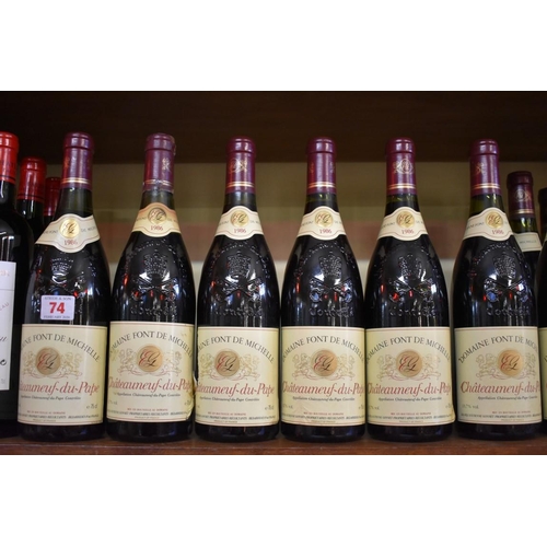 74 - Six 75cl bottles of Chateauneuf du Pape, Font de Michelle, 1986, Domaine Gonnet. (6)PLEASE NOTE: ADD... 