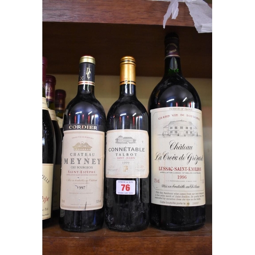 76 - A 150cl magnum bottle of Chateau La Croix de Grezard, 1996, Lussac St-Emillion; together with a 75cl... 