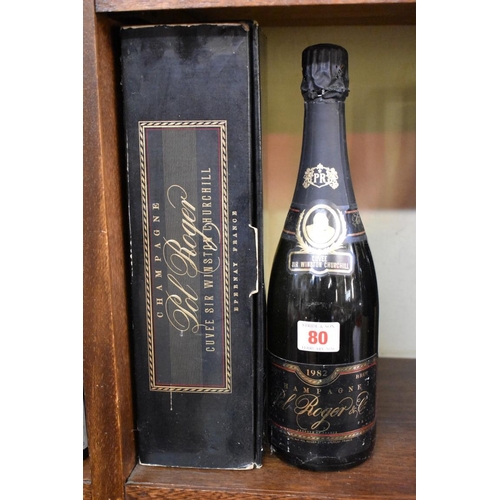 80 - A 75cl bottle of Pol Roger cuvee Sir Winston Churchill 1982 vintage champagne, in card box.... 