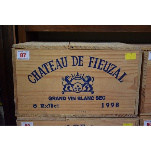 87 - A case of twelve 75cl bottles of Chateau de Fieuzal Blanc, 1998, Pessac-Leognan, in owc. (12)PLEASE ... 