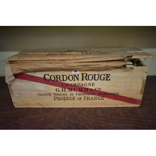 98 - A 600cl methuselah bottle of Mumm & Co Cordon Rouge NV Champagne, in original wooden carton... 