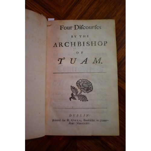 622 - (HP) SYNGE (Edward): 'Four Discourses by the Archbishop of Tuam..' Dublin, printed for R Owen, 1729:... 