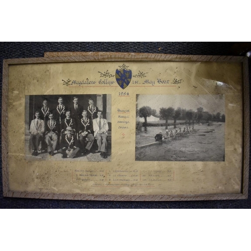 627 - OXFORD ROWING: a souvenir painted oar, Magdalene College 1st May Boat 1956: with two related b&... 