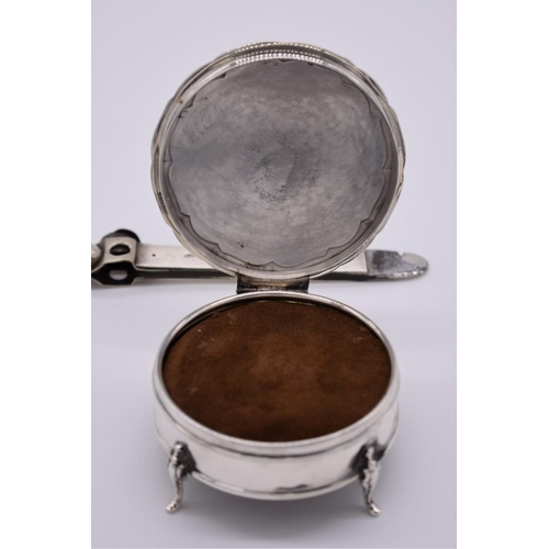 363 - A silver lidded jewel casket, marks indistinct; together with a silver mounted cigar cutter.... 