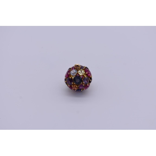 401 - A semi-precious gem set ball pendant, having multi coloured stones of various shapes and sizes, moun... 