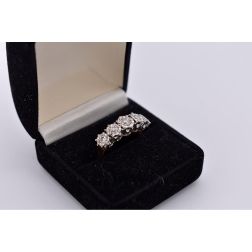 416 - A diamond five stone gold ring, hallmarked 18ct, 0.45ct approximately, 5.2g total weight.... 