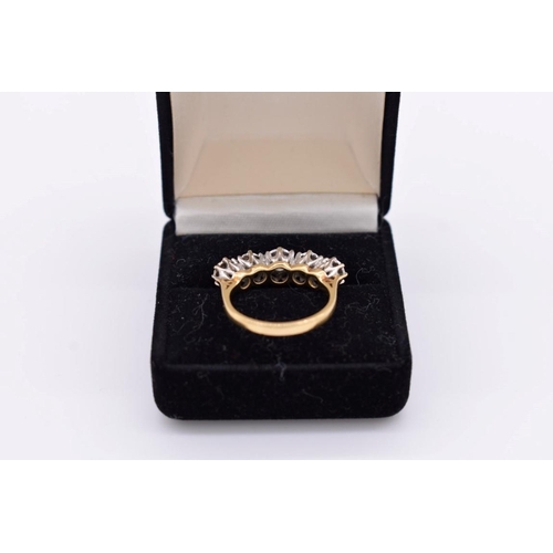 416 - A diamond five stone gold ring, hallmarked 18ct, 0.45ct approximately, 5.2g total weight.... 