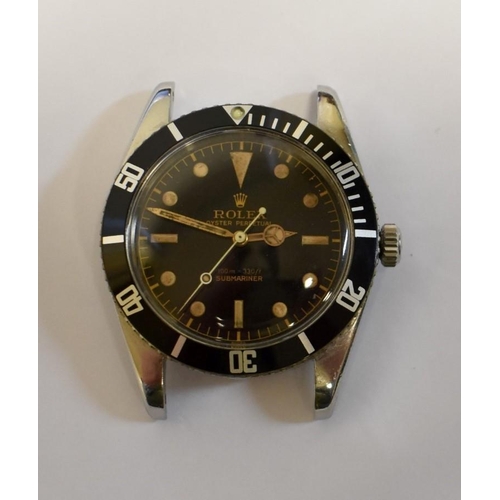 499 - A rare circa 1958 'Rolex Submariner' stainless steel automatic wristwatch, 36mm, Ref 6536/1, cal 103... 