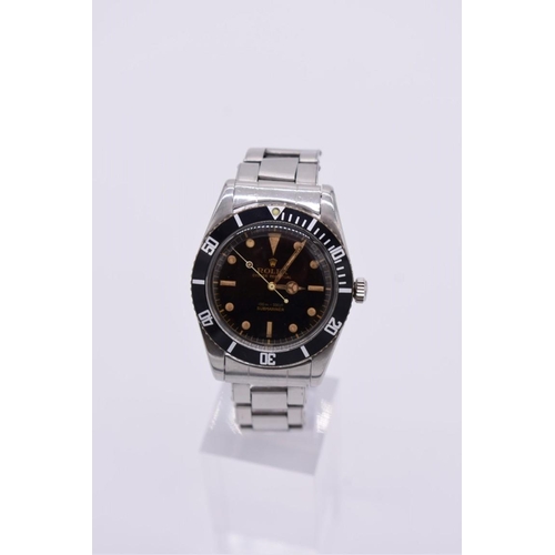 499 - A rare circa 1958 'Rolex Submariner' stainless steel automatic wristwatch, 36mm, Ref 6536/1, cal 103... 