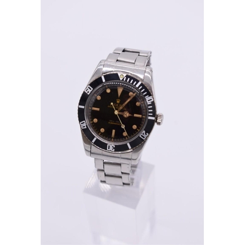 499 - A rare circa 1958 'Rolex Submariner' stainless steel automatic wristwatch, 36mm, Ref 6536/1, cal 103... 