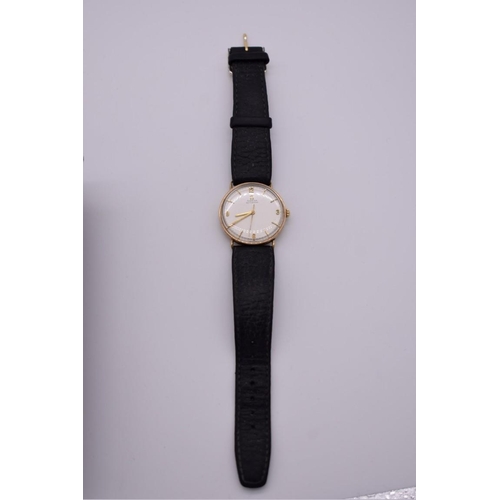 500 - A vintage Omega 9ct gold automatic wristwatch, 32mm, on replacement leather strap.