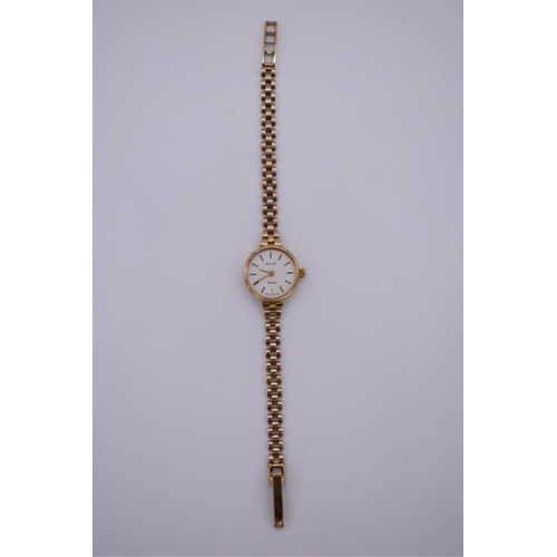 505 - An Avia 9ct gold ladies quartz wristwatch, total weight 13.5g.