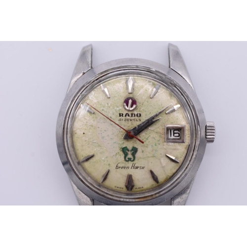 518 - A vintage Rado 'Green Horse' stainless steel automatic wristwatch, 35mm, ref 11657, without strap.... 