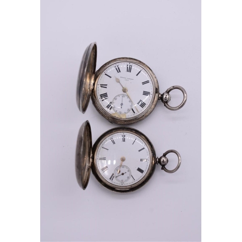 527 - Two silver hunter pocket watches, by Brock, London 1890, key wind; and by Frodsham, 31 Gracechurch S... 