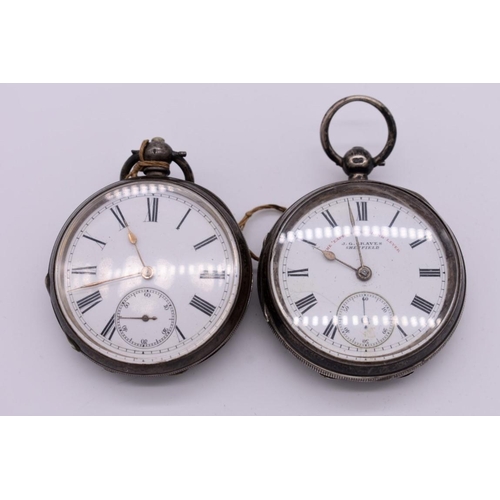 528 - Two silver pocket watches, one inscribed 'The Express English Lever', Chester 1899, key wind.... 