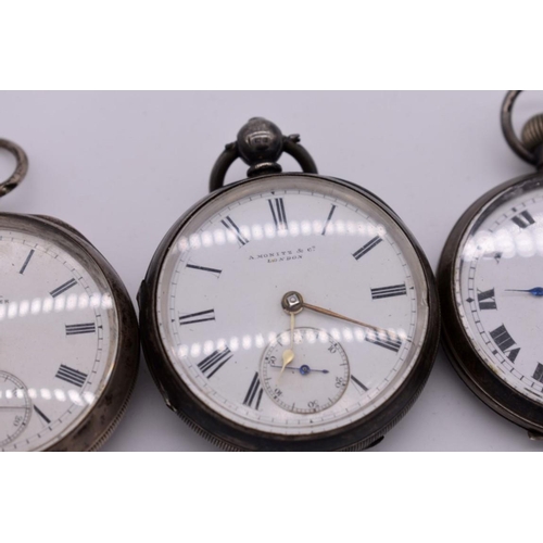 529 - Four silver pocket watches; one stamped 935. (4)