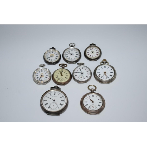 531 - Nine Continental pocket watches, all stamped .935 or .800.