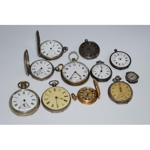 536 - Ten various pocket watches; together with a ladies wristwatch.