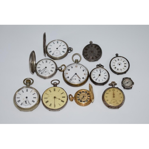 536 - Ten various pocket watches; together with a ladies wristwatch.