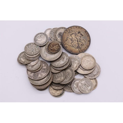 545 - Coins: a quantity of UK pre-1947 silver coinage, 203g.