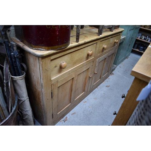 1166 - A Victorian pine dresser base, 166cm wide. 