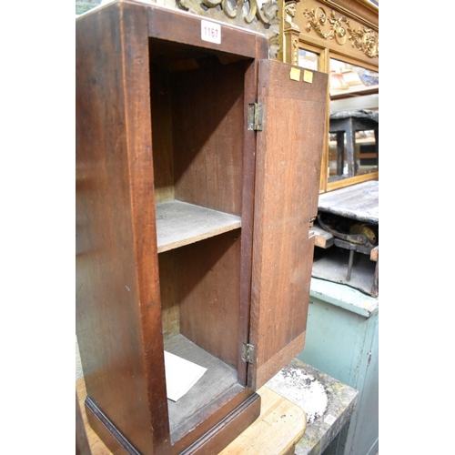 1167 - (HP) An unusually small antique mahogany pillar cupboard, 69.5 x 24cm. 