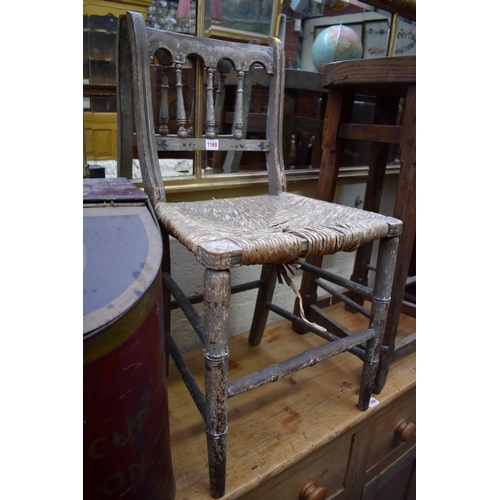 1169 - A Regency painted and simulated bamboo rush seat side chair. 