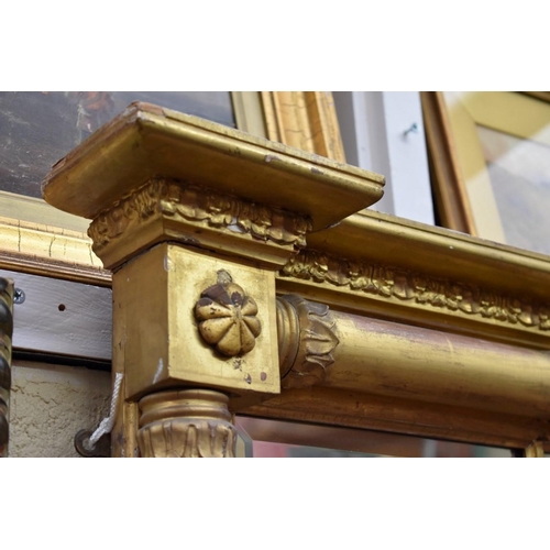 1173 - (HP) An early 19th century gilt framed overmantel wall mirror, 142cm wide. 