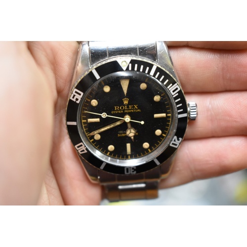 499 - A rare circa 1958 'Rolex Submariner' stainless steel automatic wristwatch, 36mm, Ref 6536/1, cal 103... 