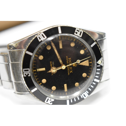 499 - A rare circa 1958 'Rolex Submariner' stainless steel automatic wristwatch, 36mm, Ref 6536/1, cal 103... 