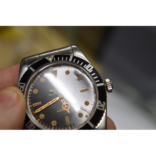 499 - A rare circa 1958 'Rolex Submariner' stainless steel automatic wristwatch, 36mm, Ref 6536/1, cal 103... 