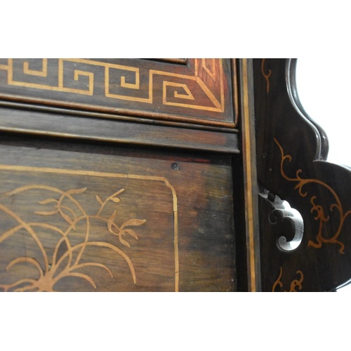 1699 - (HP) An interesting Chinese hardwood and inlaid frame table screen, incorporating four Qianlong cloi... 