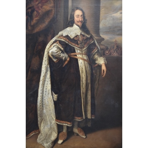 1718 - (HP) After Sir Anthony Van Dyke, probably 18th century, full length portrait of Charles I, oil on ca...