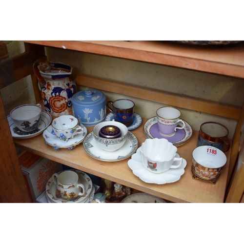 1185 - A mixed group of English and Continental pottery and porcelain, to include a Sevres inkwell; and a M... 