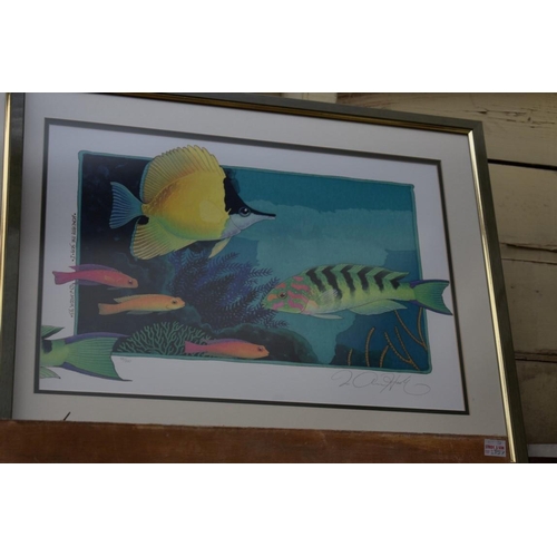 1188 - Jo Ann Hook, three pencil signed limited edition colour prints of tropical fish, largest two 31.5 x ... 