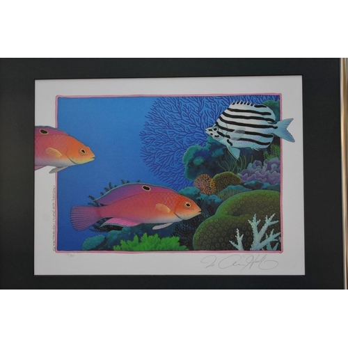 1189 - Jo Ann Hook, a pair of pencil signed limited edition colour prints of tropical fish, largest 23 x 31... 