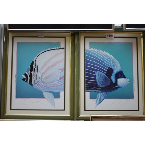 1190 - Jo Ann Hook, a pair of pencil signed limited edition colour prints of tropical fish, largest 28.5 x ... 