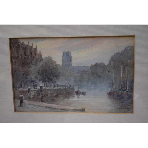 1193 - E M Southby, Continental city scenes, a pair, one signed, the other labelled verso, watercolour, 15 ... 