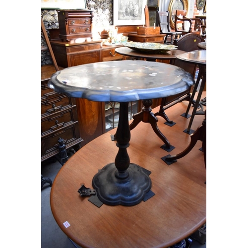 1234 - A Victorian papier mache tilt top tripod table, 65.5cm wide. 